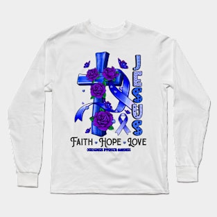 Osteogenesis Imperfecta Awareness - Jesus Cross ribbon Faith Long Sleeve T-Shirt